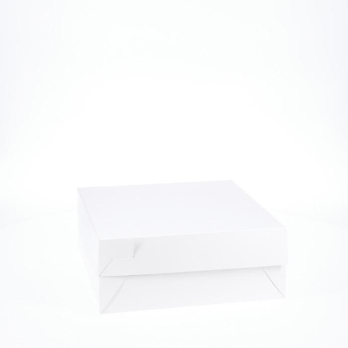 BOXXD™ CakeBoxes 10” x 10” x 4” Low Height Cake Dessert Box with Top Cover - Gloss White