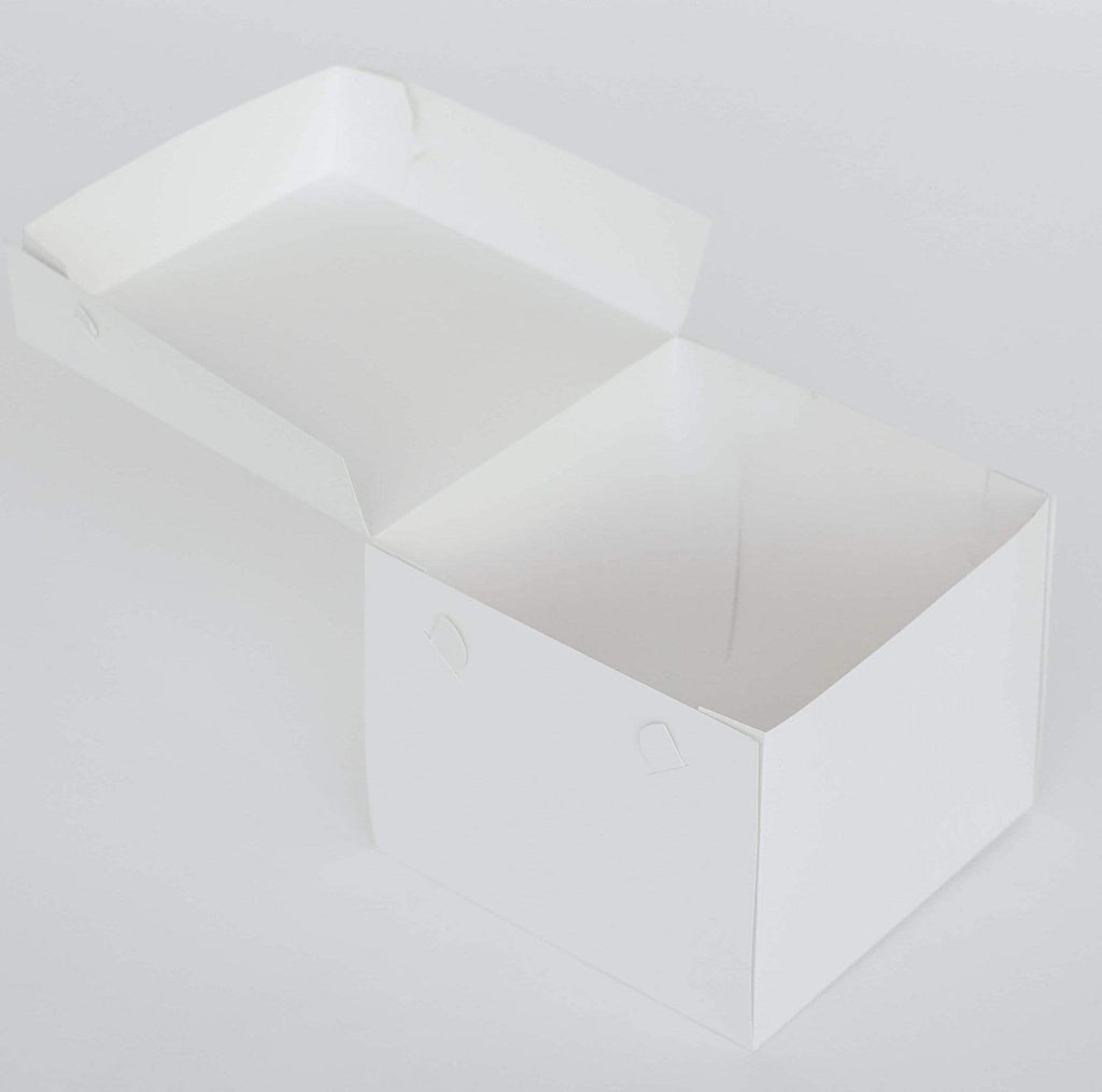 BOXXD™ CakeBoxes 10” x 10” x 8” Standard Height Cake Dessert Box with Top Cover - Gloss White