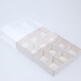 12 Chocolate Box with Clear Slide Cover - Gloss White
