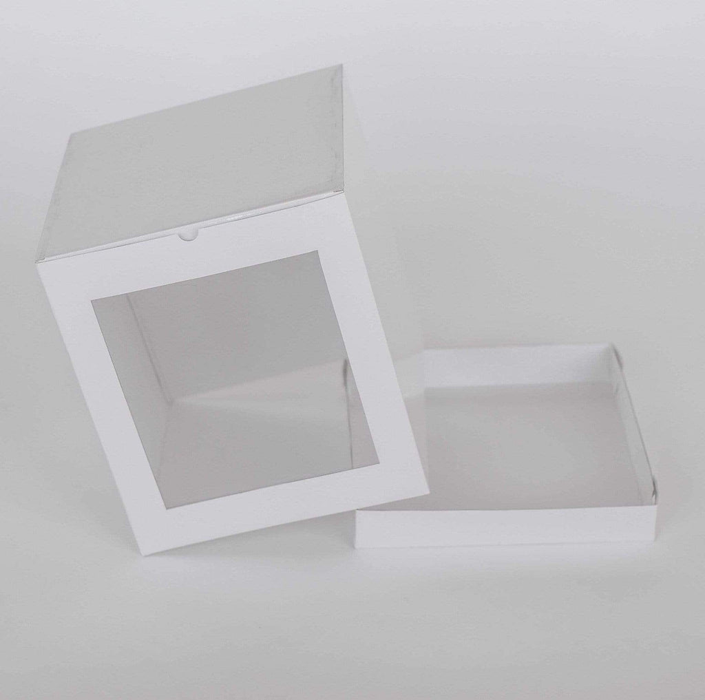 BOXXD™ CakeBoxes 12” x 12” x 14” Tall Height Cake Box with Front Clear Window - Gloss White