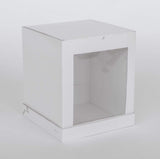 12” x 12” x 14” Tall Height Cake Box with Front Clear Window - Gloss White