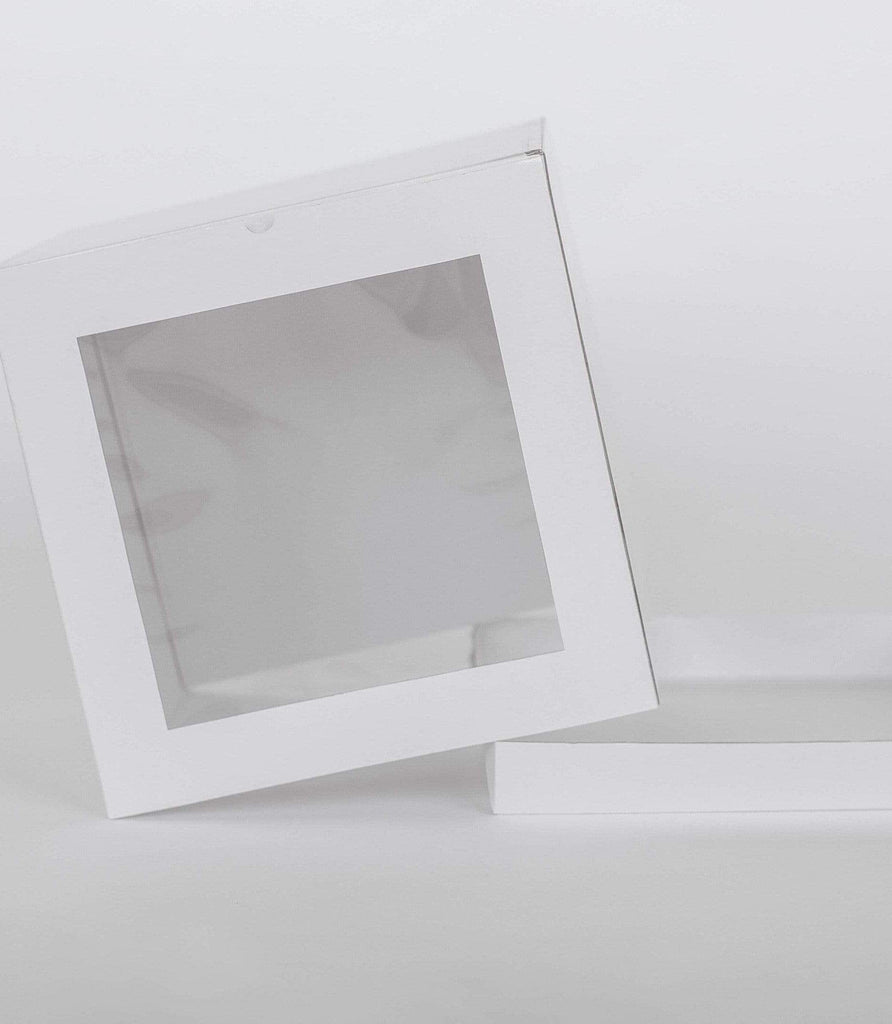 BOXXD™ CakeBoxes 14” x 14” x 14” Tall Height Cake Box with Front Clear Window - Gloss White
