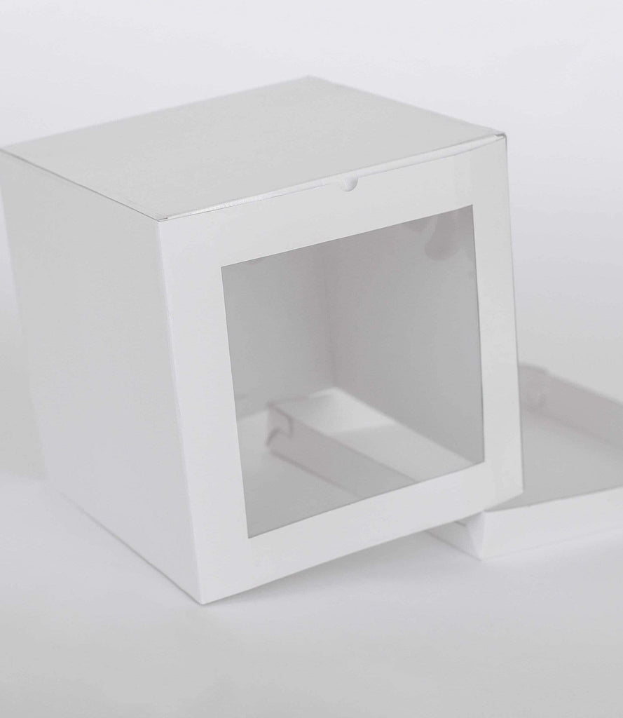 BOXXD™ CakeBoxes 14” x 14” x 14” Tall Height Cake Box with Front Clear Window - Gloss White