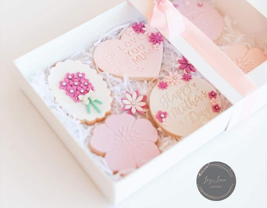 BOXXD™ CookieBoxes 15.5 x 15.5 x 3cm Small Cookie Dessert Box with Slide Cover & Clear Window - Gloss White