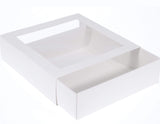 18 x 18 x 5cm Medium Cookie Dessert Box with Slide Cover & Clear Window - Gloss White