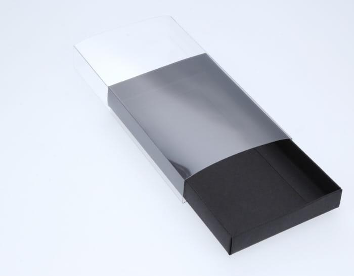 BOXXD™ CookieBoxes 18 x 9 x 2cm Twin Cookie Dessert Box with Clear Slide Cover - Black Designer Range