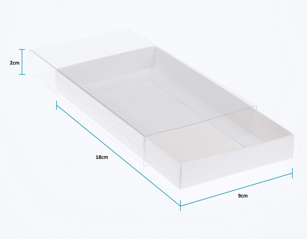 BOXXD™ CookieBoxes 18 x 9 x 2cm Twin Cookie Dessert Box with Clear Slide Cover - Gloss White