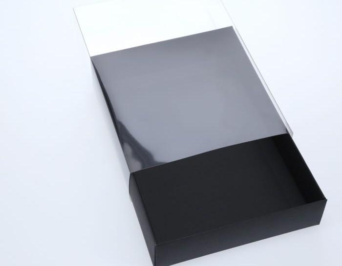 BOXXD™ CookieBoxes 25.5 x 17.5 x 5cm Large Cookie Dessert Box with Clear Slide Cover - Black Designer Range