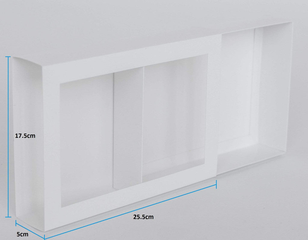 BOXXD™ CookieBoxes 25.5 x 17.5 x 5cm Large Cookie Dessert Box with Slide Cover & Clear Window - Gloss White
