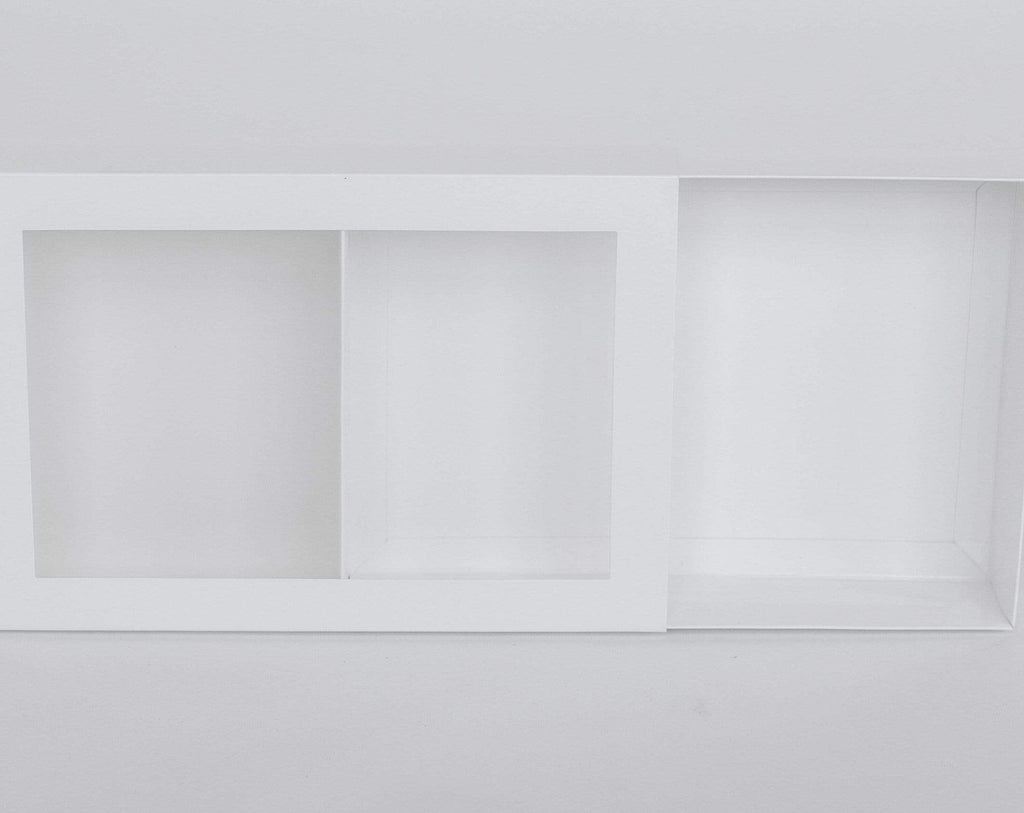 BOXXD™ CookieBoxes 25.5 x 17.5 x 5cm Large Cookie Dessert Box with Slide Cover & Clear Window - Gloss White