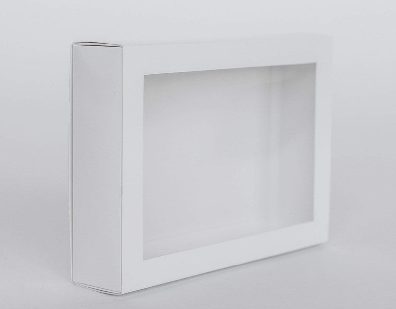 BOXXD™ CookieBoxes 25.5 x 17.5 x 5cm Large Cookie Dessert Box with Slide Cover & Clear Window - Gloss White