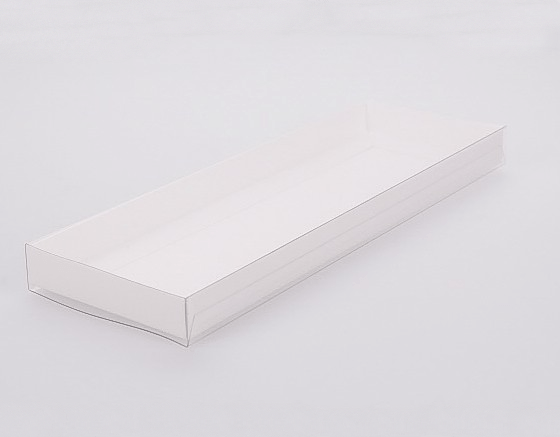 BOXXD™ CookieBoxes 27 x 9 x 2cm Triple Cookie Dessert Box with Clear Slide Cover - Gloss White