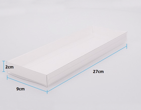 BOXXD™ CookieBoxes 27 x 9 x 2cm Triple Cookie Dessert Box with Clear Slide Cover - Gloss White