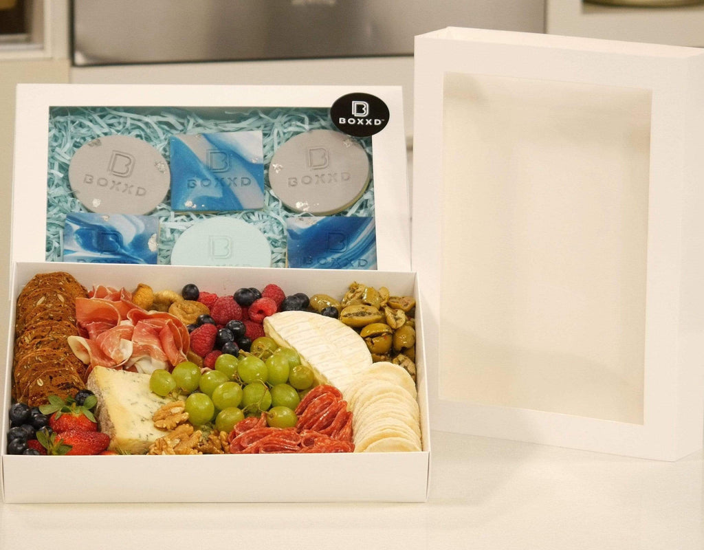 BOXXD™ CookieBoxes 32 x 23 x 5cm X-Large Cookie Dessert Box with Slide Cover & Clear Window - Gloss White