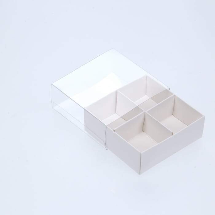 BOXXD™ ChocolateBox 4 Chocolate Box with Clear Slide Cover - Gloss White