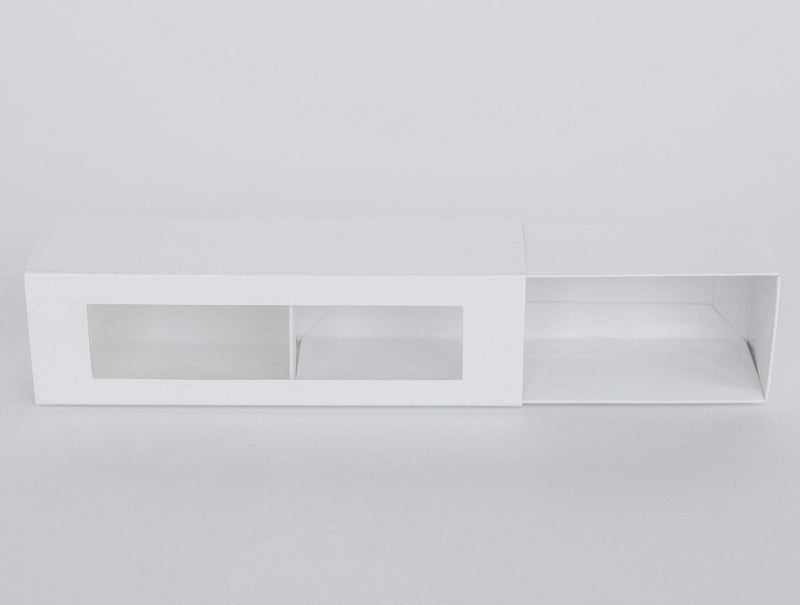 BOXXD™ MacaronBoxes 6 Macaron Dessert Box with Slide Cover & Clear Window - Gloss White