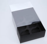 6 Regular Cupcake Boxes with Clear Slide Cover - Black Designer Range