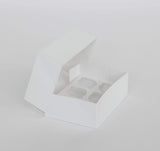 6 Regular Cupcake Boxes with Clear Window - Gloss White