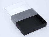 9 x 9 x 2cm Single Cookie Dessert Box with Clear Slide Cover - Black Designer Range