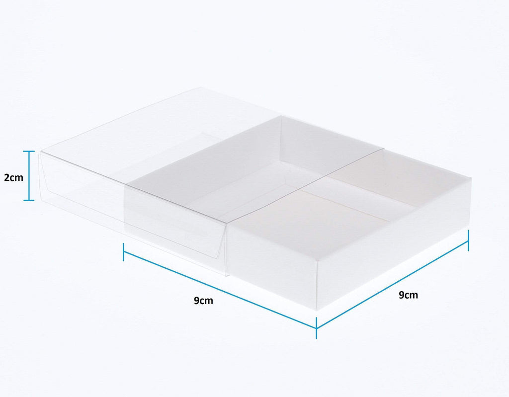 BOXXD™ CookieBoxes 9 x 9 x 2cm Single Cookie Dessert Box with Clear Slide Cover - Gloss White