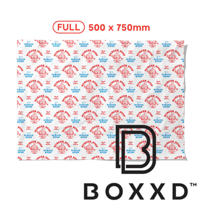 BOXXD™ CustomTissue Custom Greaseproof Paper 250 x 375mm - Spot Colour