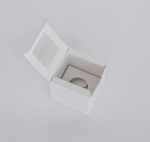 1 Mini Cupcake Boxes with Clear Window - Gloss White
