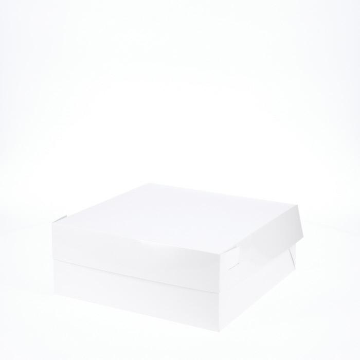 BOXXD™ CakeBoxes 10” x 10” x 4” Low Height Cake Dessert Box with Top Cover - Gloss White