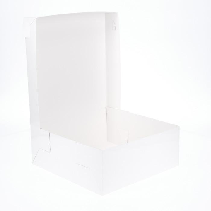 BOXXD™ CakeBoxes 10” x 10” x 4” Low Height Cake Dessert Box with Top Cover - Gloss White