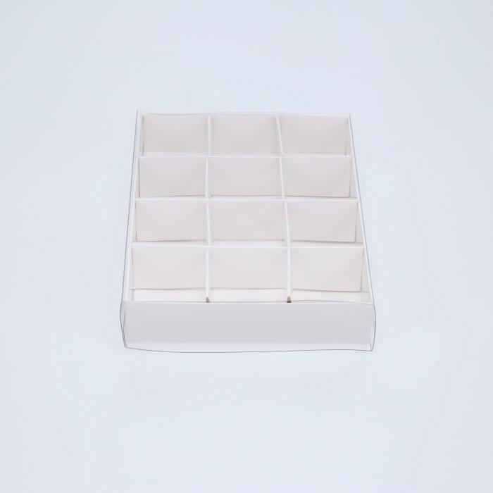 BOXXD™ ChocolateBox 12 Chocolate Box with Clear Slide Cover - Gloss White