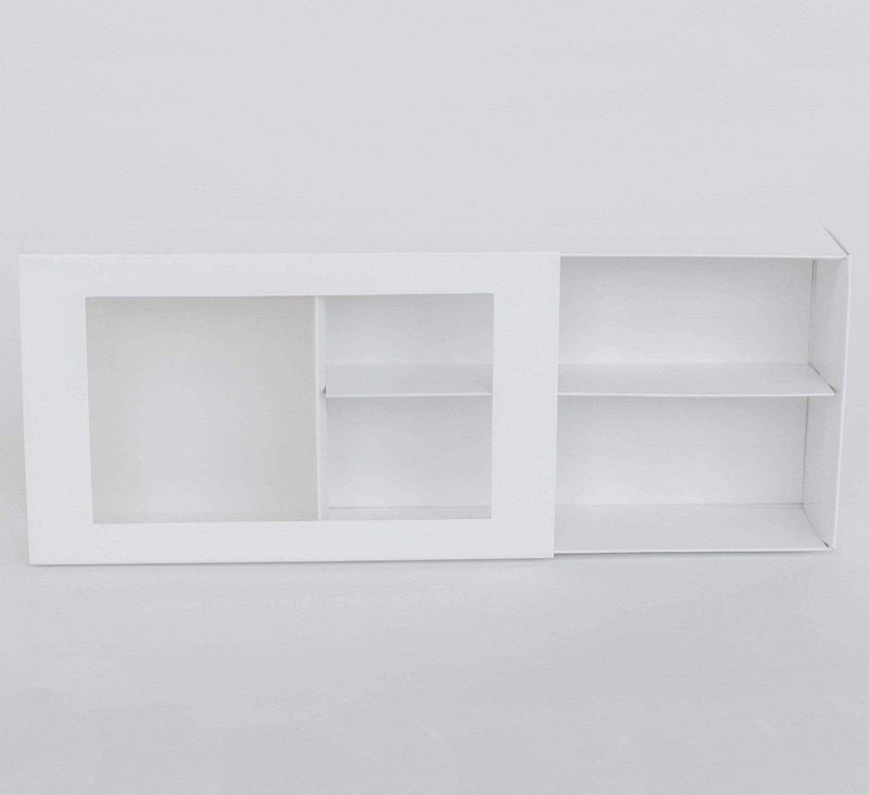 BOXXD™ MacaronBoxes 12 Macaron Dessert Box with Slide Cover & Clear Window - Gloss White