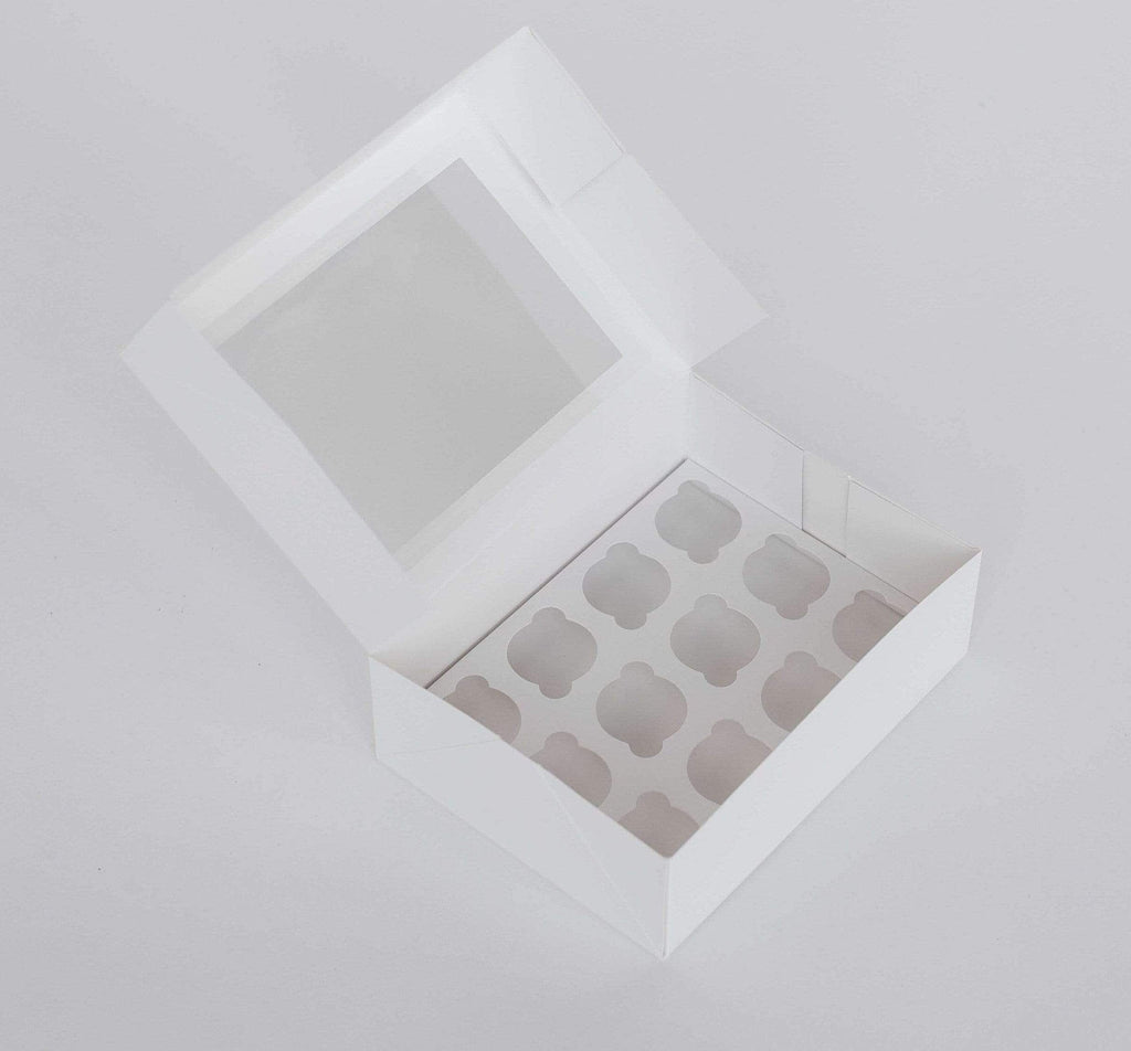 BOXXD™ CupcakeBoxes 12 Mini Cupcake Boxes with Clear Window - Gloss White
