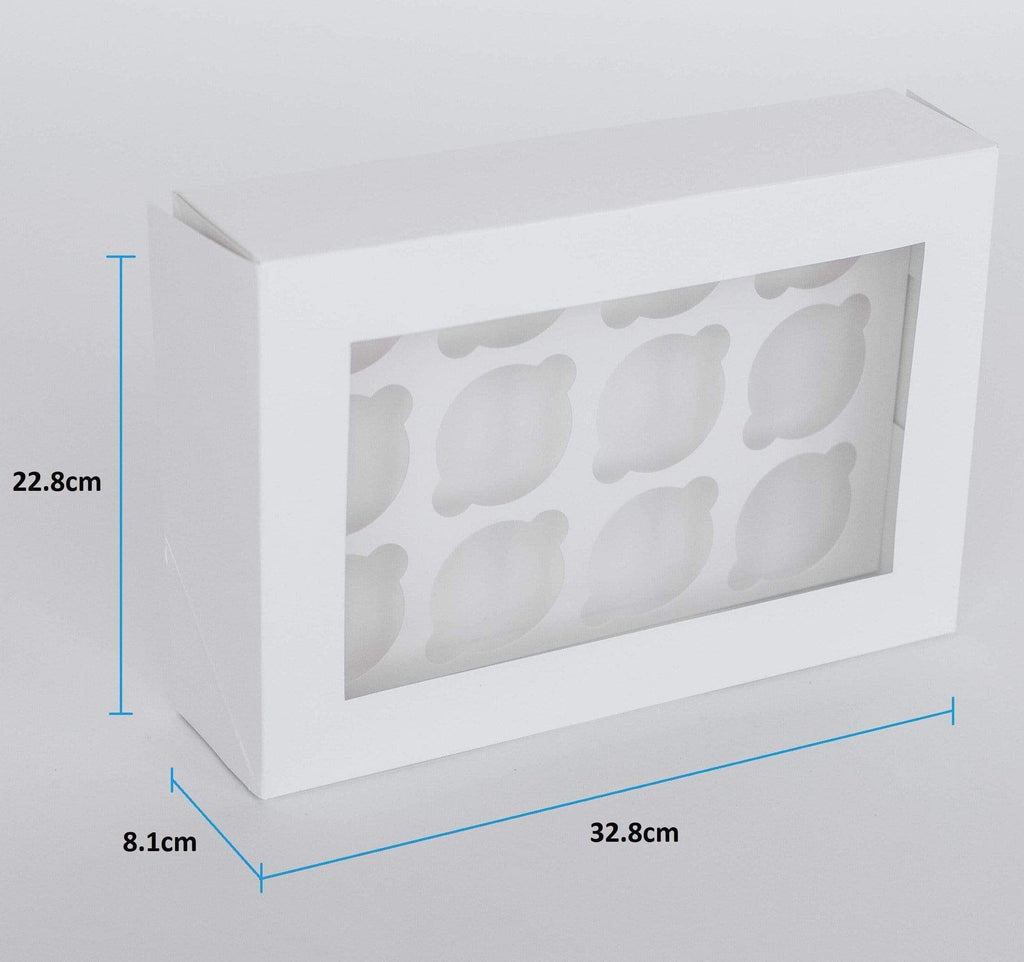 BOXXD™ CupcakeBoxes 12 Regular Cupcake Boxes with Clear Window - Gloss White