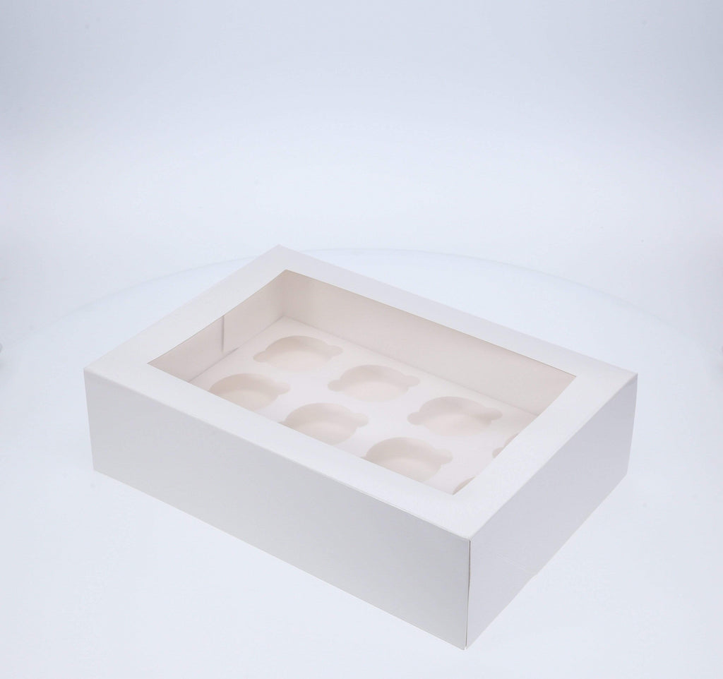 BOXXD™ CupcakeBoxes 12 Regular Tall Cupcake Boxes with Clear Window - Gloss White