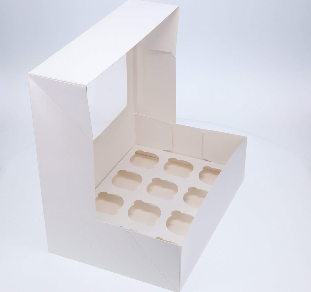 BOXXD™ CupcakeBoxes 12 Regular Tall Cupcake Boxes with Clear Window - Gloss White