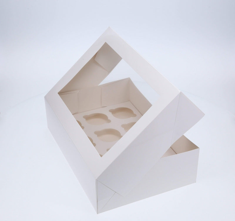 BOXXD™ CupcakeBoxes 12 Regular Tall Cupcake Boxes with Clear Window - Gloss White