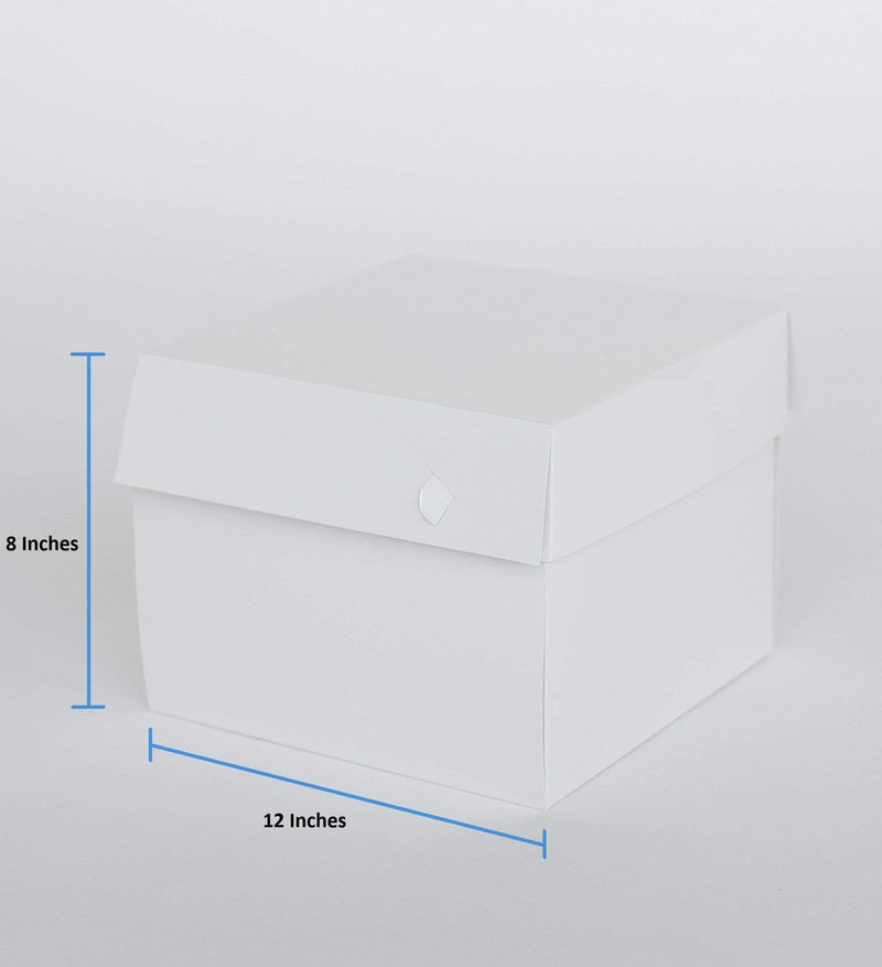 BOXXD™ CakeBoxes 12” x 12” x 8” Standard Height Cake Dessert Box with Top Cover - Gloss White