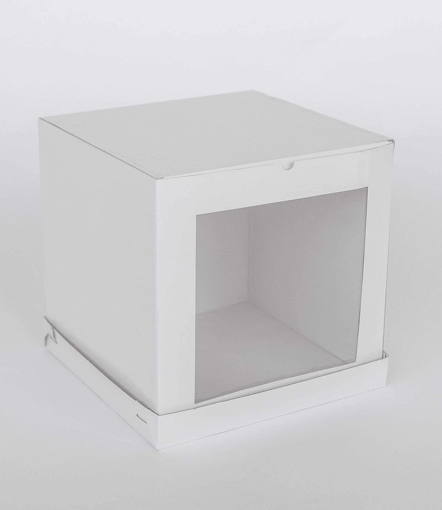 BOXXD™ CakeBoxes 14” x 14” x 14” Tall Height Cake Box with Front Clear Window - Gloss White