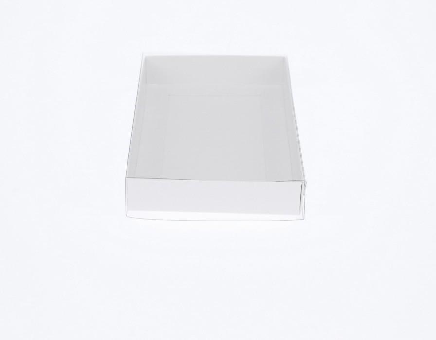 BOXXD™ CookieBoxes 18 x 9 x 2cm Twin Cookie Dessert Box with Clear Slide Cover - Gloss White