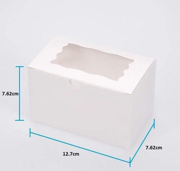 BOXXD™ CupcakeBoxes 2 Mini Cupcake Boxes with Clear Window - Gloss White