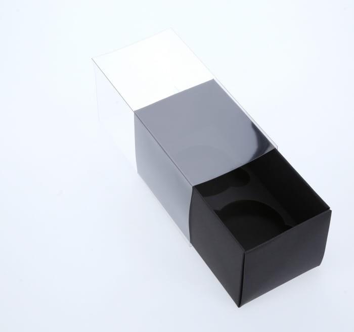 BOXXD™ CupcakeBoxes 2 Regular Cupcake Boxes with Clear Slide Cover - Black Designer Range