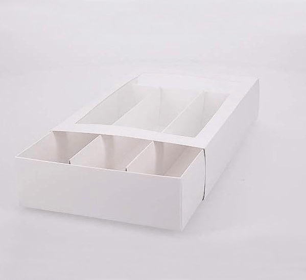 BOXXD™ MacaronBoxes 24 Macaron Dessert Box with Slide Cover & Clear Window - Gloss White