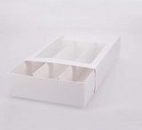 24 Macaron Dessert Box with Slide Cover & Clear Window - Gloss White