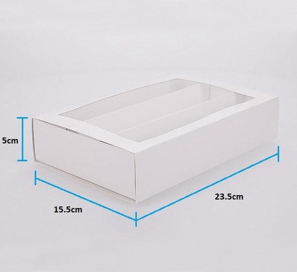 BOXXD™ MacaronBoxes 24 Macaron Dessert Box with Slide Cover & Clear Window - Gloss White