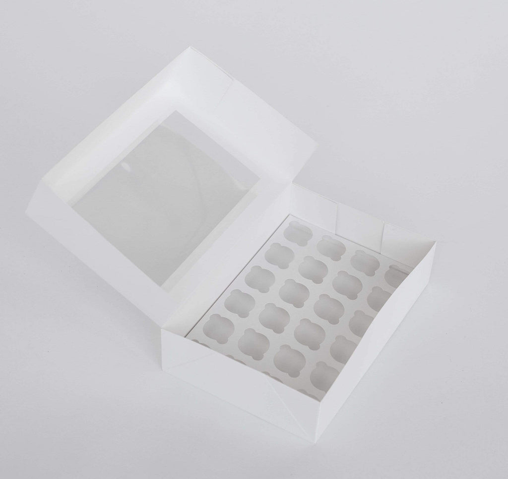 BOXXD™ CupcakeBoxes 24 Mini Cupcake Boxes with Clear Window - Gloss White