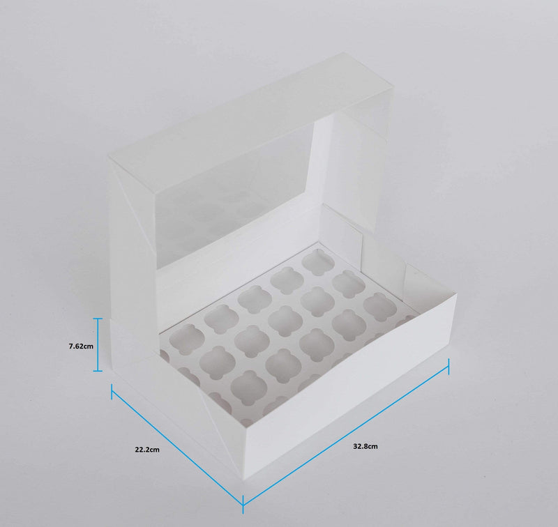 BOXXD™ CupcakeBoxes 24 Mini Cupcake Boxes with Clear Window - Gloss White