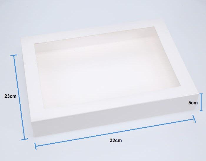 BOXXD™ CookieBoxes 32 x 23 x 5cm X-Large Cookie Dessert Box with Slide Cover & Clear Window - Gloss White