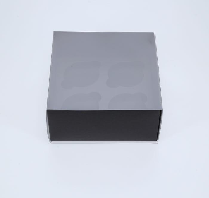 BOXXD™ CupcakeBoxes 4 Regular Cupcake Boxes with Clear Slide Cover - Black Designer Range