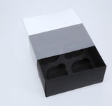 BOXXD™ CupcakeBoxes 4 Regular Cupcake Boxes with Clear Slide Cover - Black Designer Range