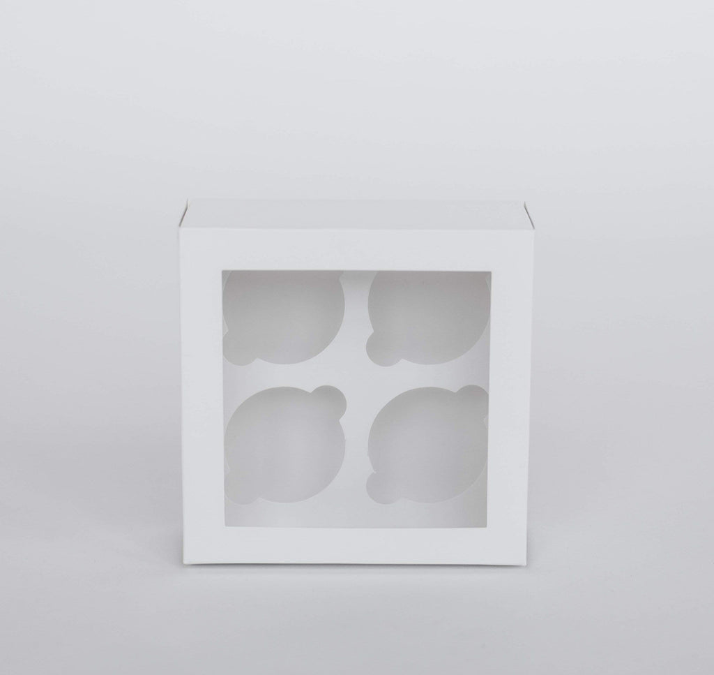 BOXXD™ CupcakeBoxes 4 Regular Cupcake Boxes with Clear Window - Gloss White