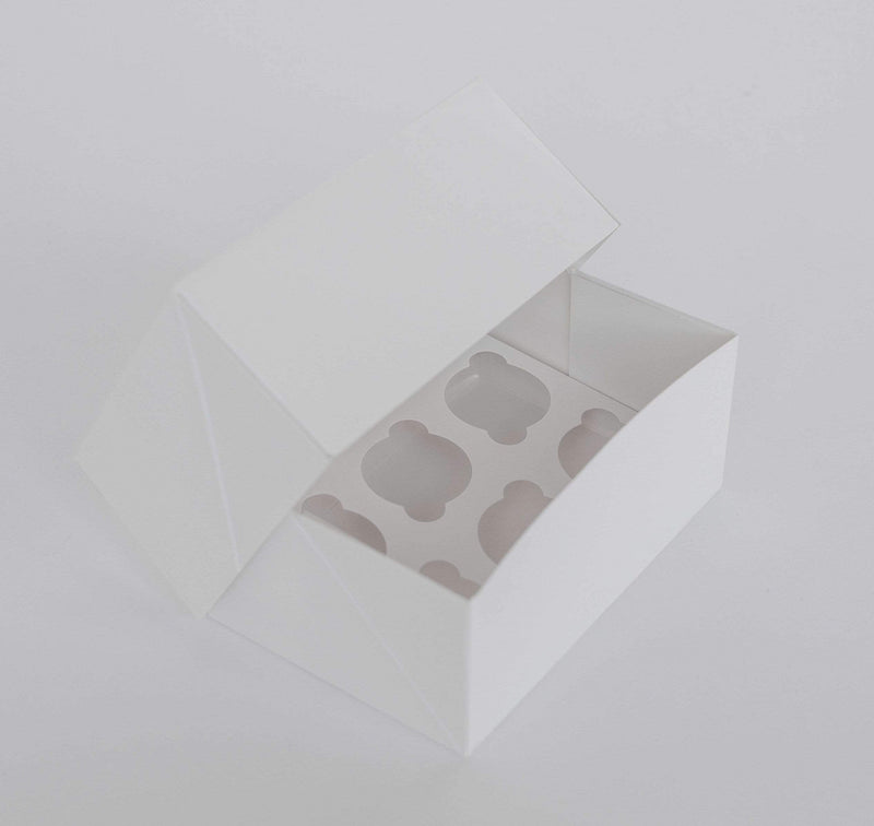 BOXXD™ CupcakeBoxes 6 Mini Cupcake Boxes with Clear Window - Gloss White